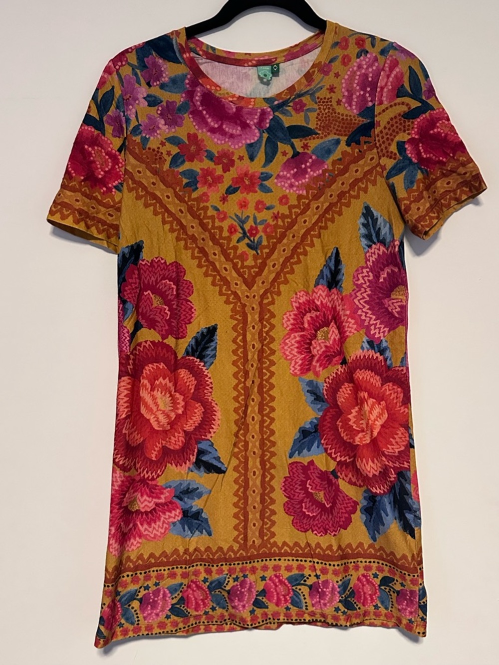 FARM Rio Mustard Mini Dress with Pink and Blue Floral Print - limited collection
